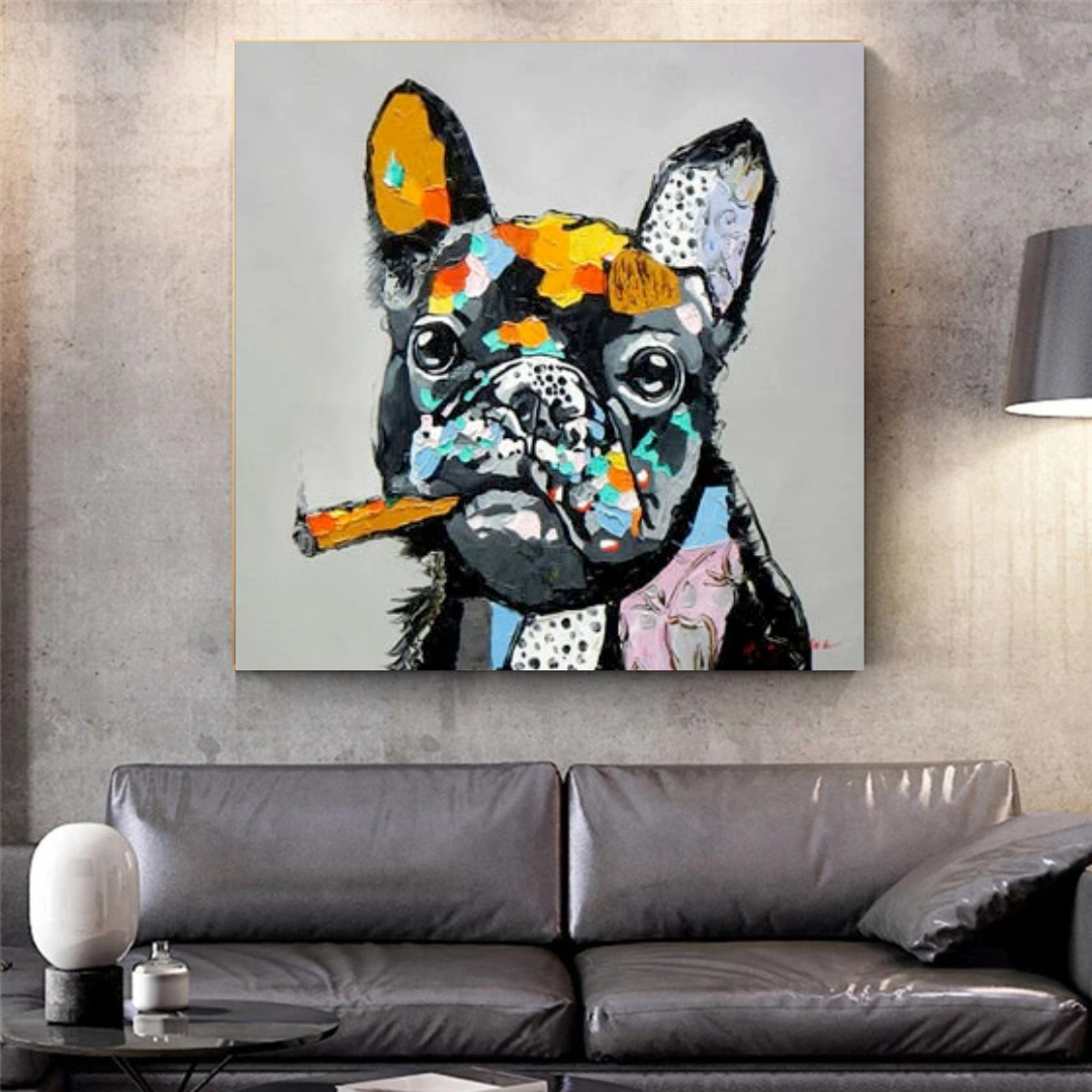 ChandeliersDecor.com-Wall Posters-Dog Cheers Smoking Bulldog Canvas Wall Art