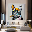 ChandeliersDecor.com-Wall Posters-Dog Cheers Smoking Bulldog Canvas Wall Art