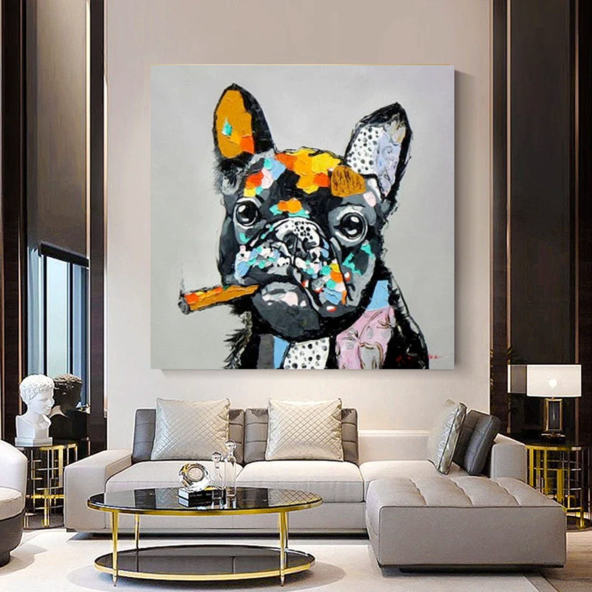 Dog Cheers Smoking Bulldog Canvas Wall Art-ChandeliersDecor.com