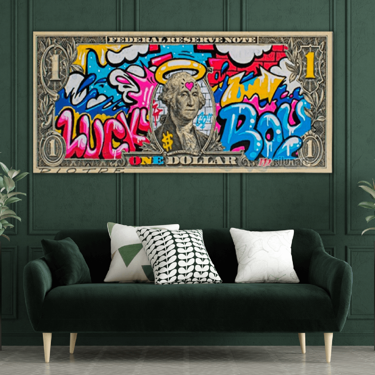 ChandeliersDecor.com-Wall Posters-Dollar Art: Unique Money Bill Cash Canvas Wall Art