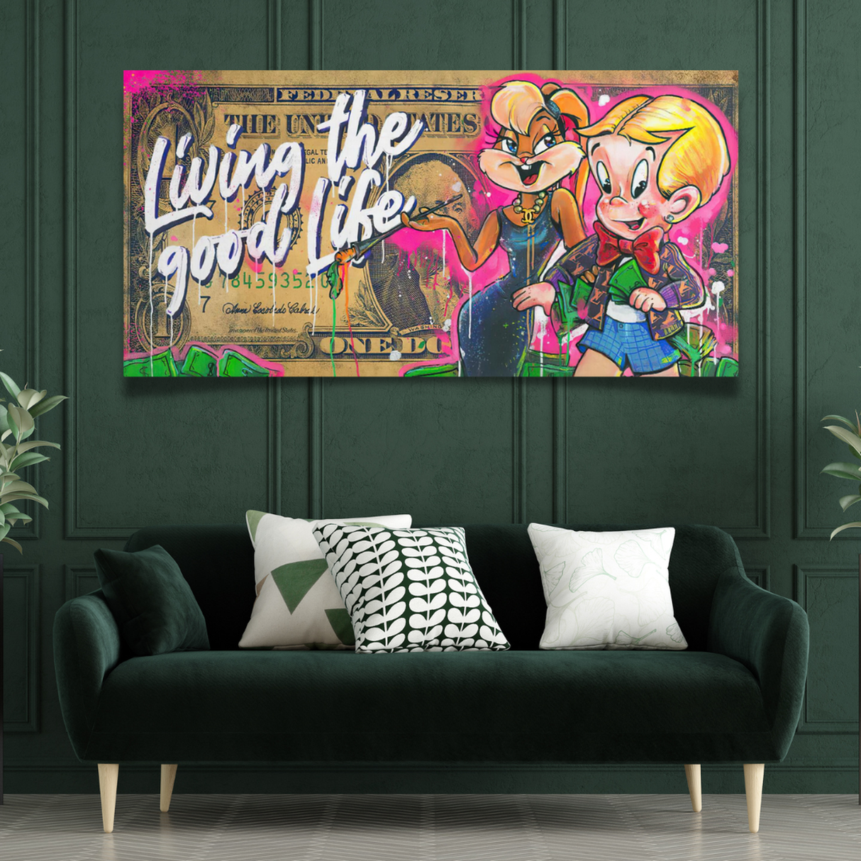 Dollar Bill Poster: Richie Rich and Bugs Bunny Wall Art-ChandeliersDecor.com