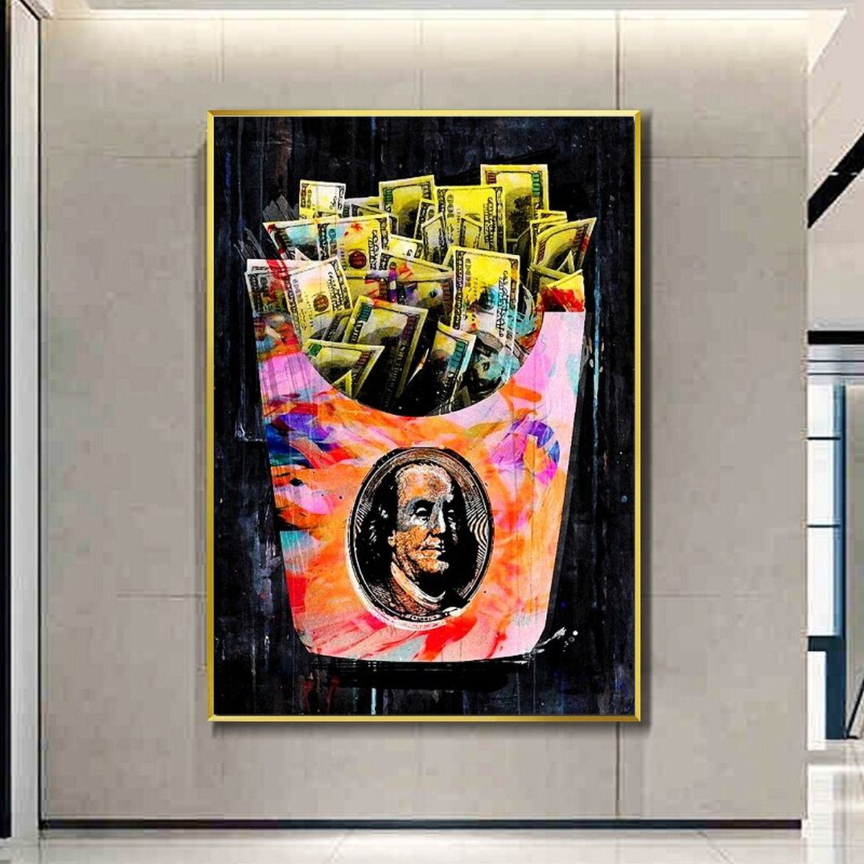 ChandeliersDecor.com-Wall Posters-Dollars in Bag Canvas Wall Art