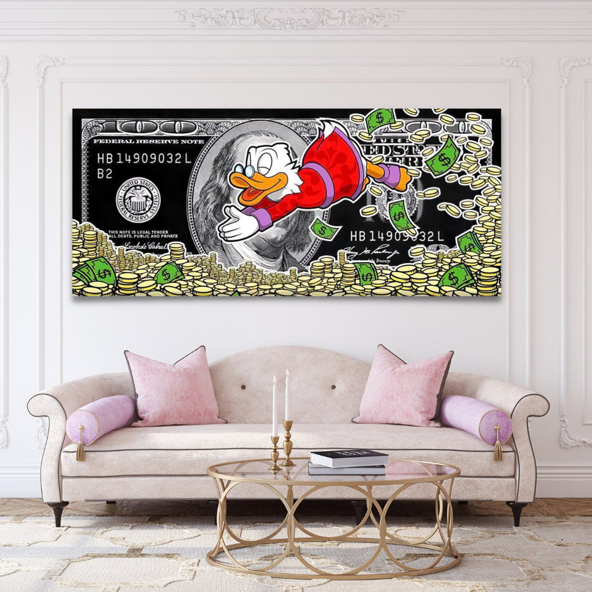 ChandeliersDecor.com-Wall Posters-Donald Duck Money Wall Art: Stylish & Unique Home Decor