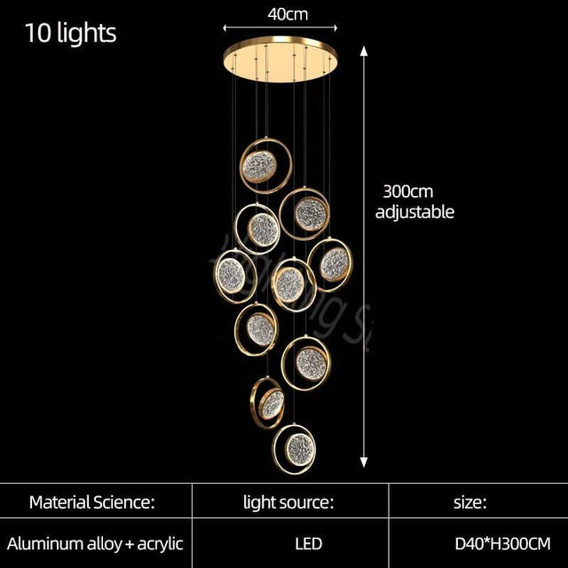 Double Rings Staircase Chandelier: Luxury Lighting Fixture-ChandeliersDecor.com