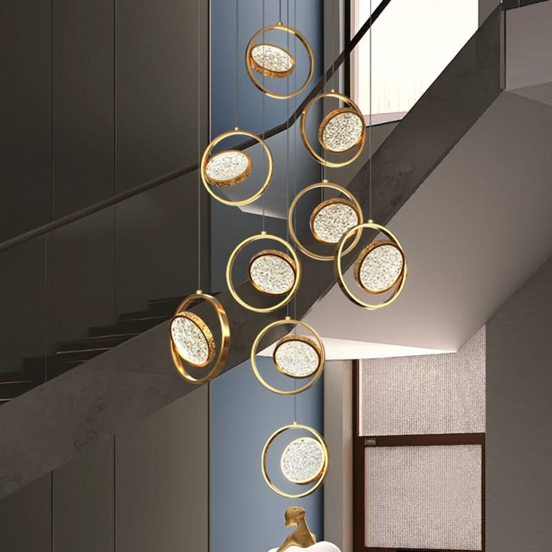 Double Rings Staircase Chandelier: Luxury Lighting Fixture-ChandeliersDecor.com