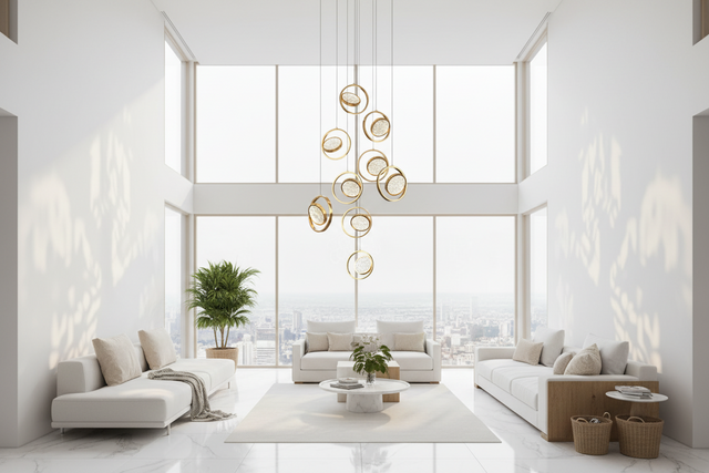 Double Rings Staircase Chandelier: Luxury Lighting Fixture-ChandeliersDecor.com