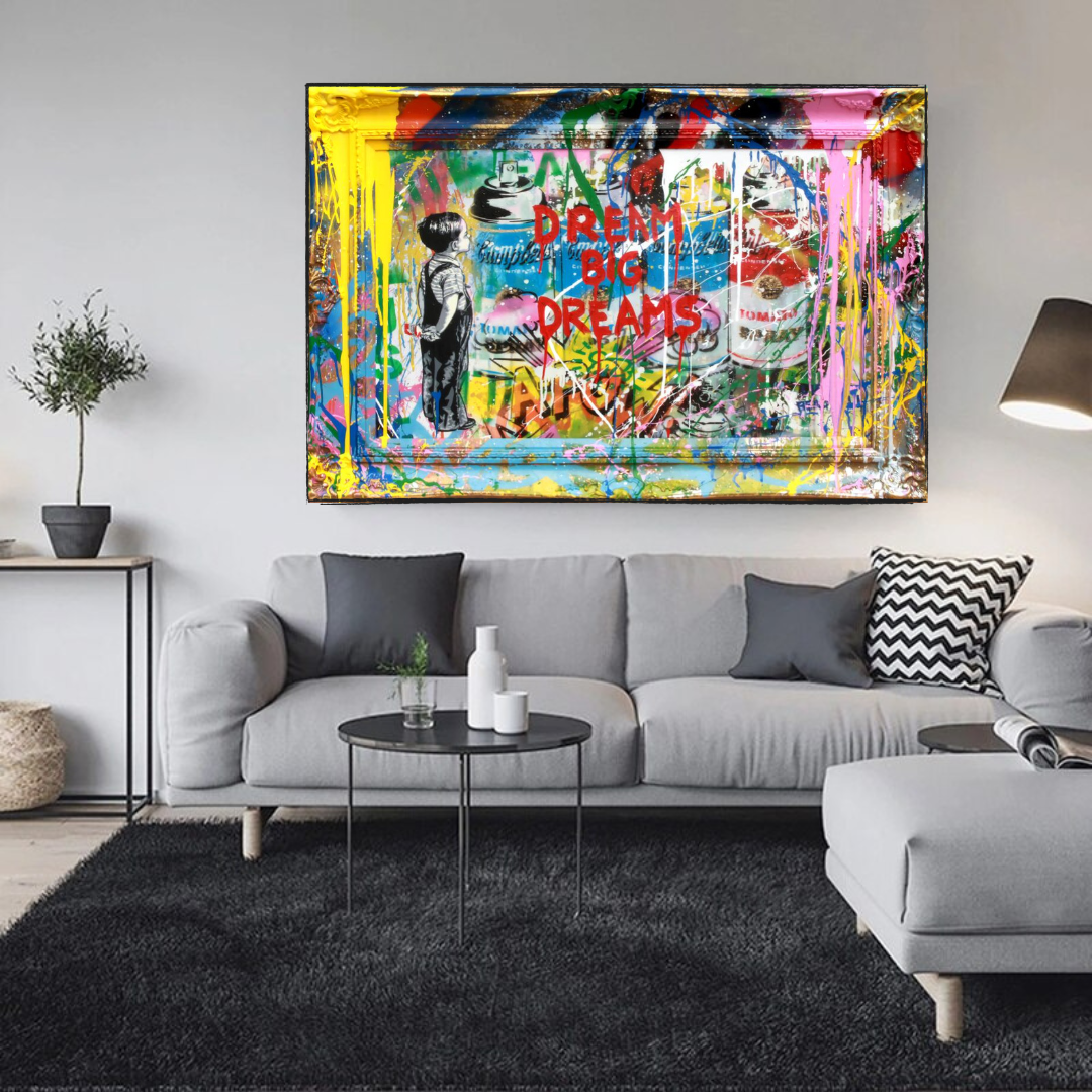 ChandeliersDecor.com-Banksy Wall Poster-Dream Big Dreams Banksy Art - Inspirational Graffiti Gift