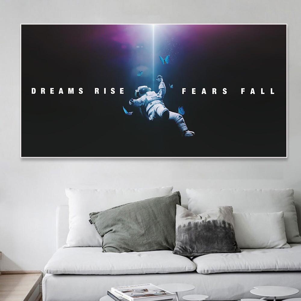 ChandeliersDecor.com-Wall Posters-Dreams Rise Fears Fall: Astronaut Poster