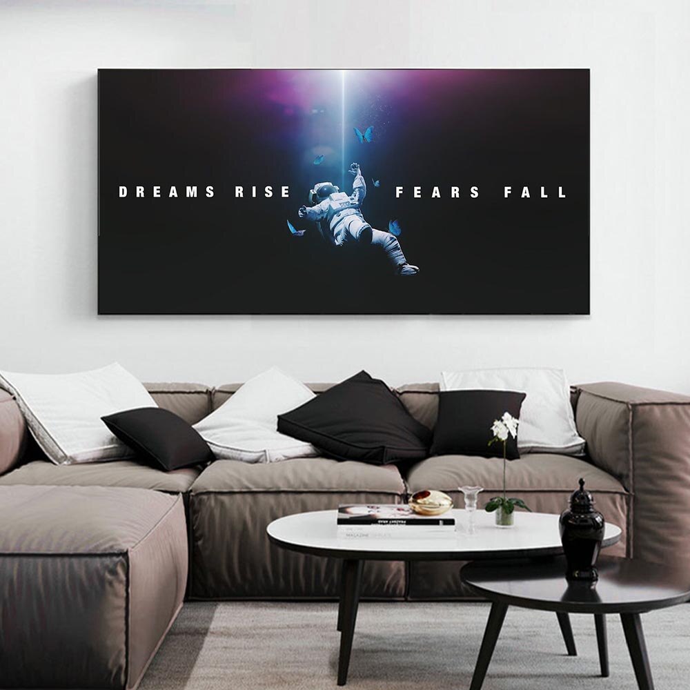 ChandeliersDecor.com-Wall Posters-Dreams Rise Fears Fall: Astronaut Poster