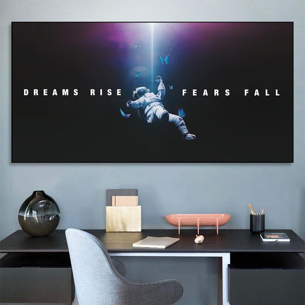 ChandeliersDecor.com-Wall Posters-Dreams Rise Fears Fall: Astronaut Poster