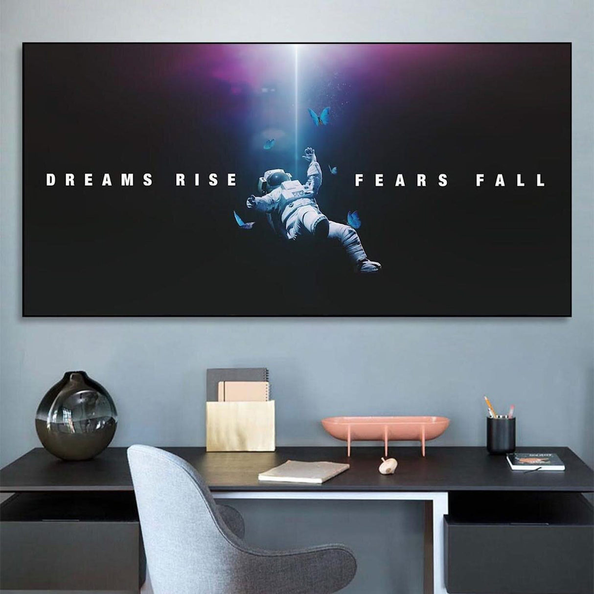 Dreams Rise Fears Fall: Astronaut Poster-ChandeliersDecor.com