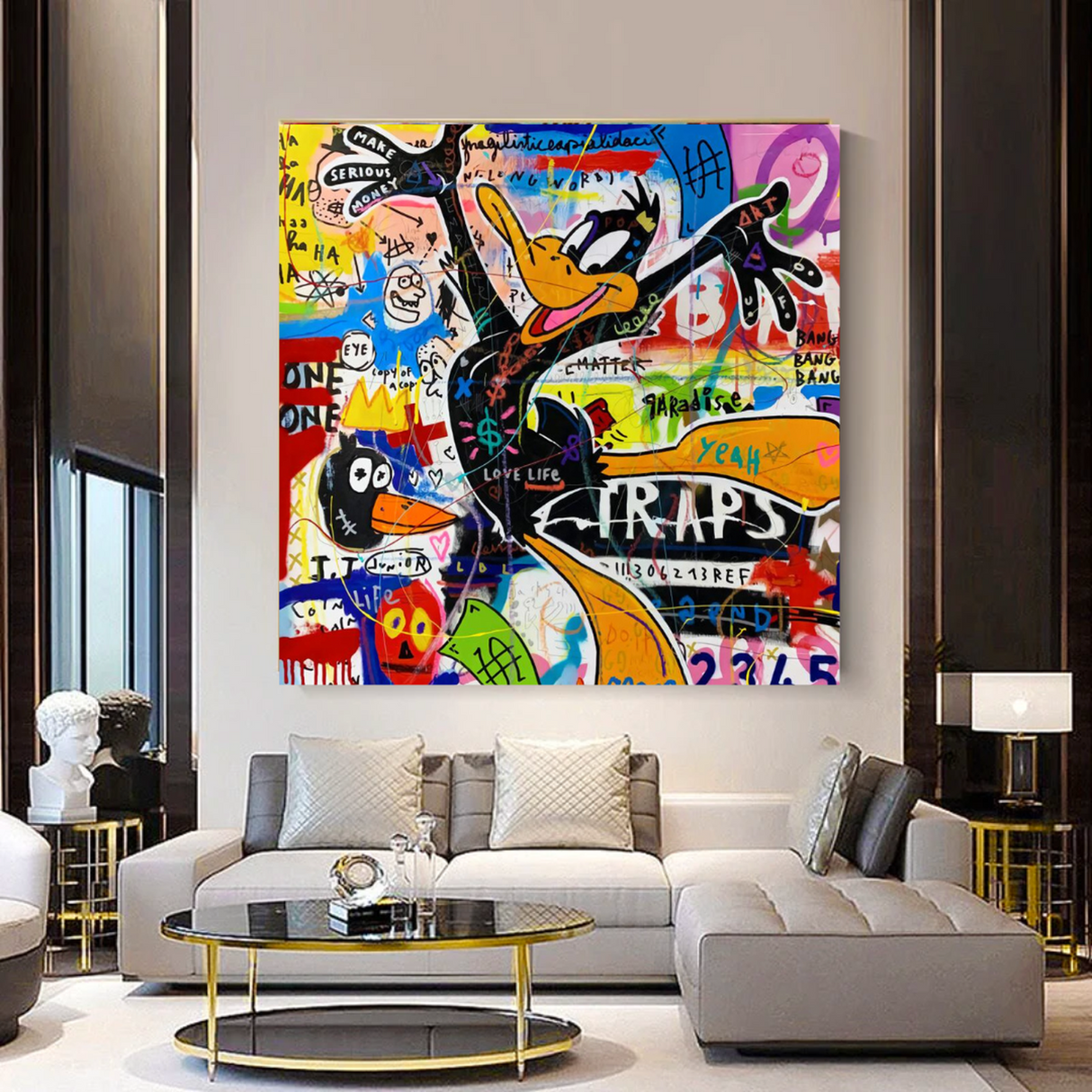 ChandeliersDecor.com-Wall Posters-Duffy Duck Graffiti Canvas Wall Art