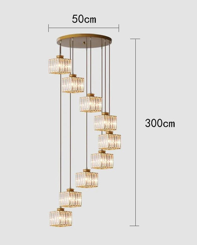 Acrylic Crystal Staircase Chandelier Lighting-ChandeliersDecor.com