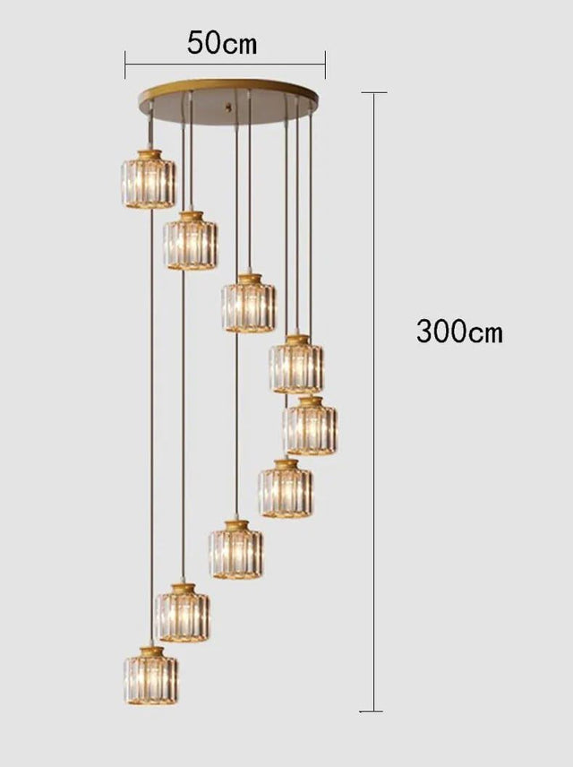 Acrylic Crystal Staircase Chandelier Lighting-ChandeliersDecor.com
