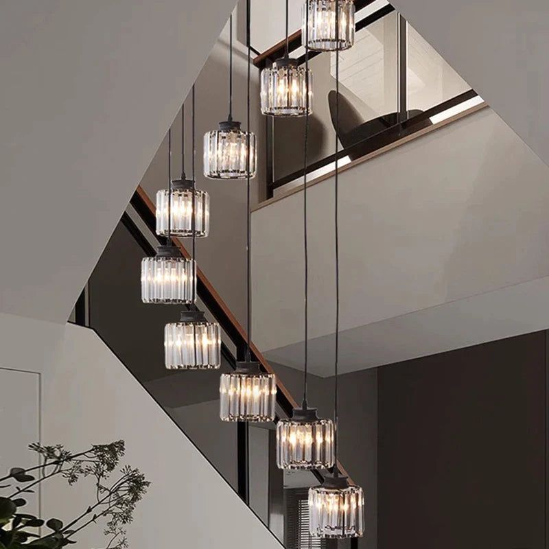 Acrylic Crystal Staircase Chandelier Lighting-ChandeliersDecor.com