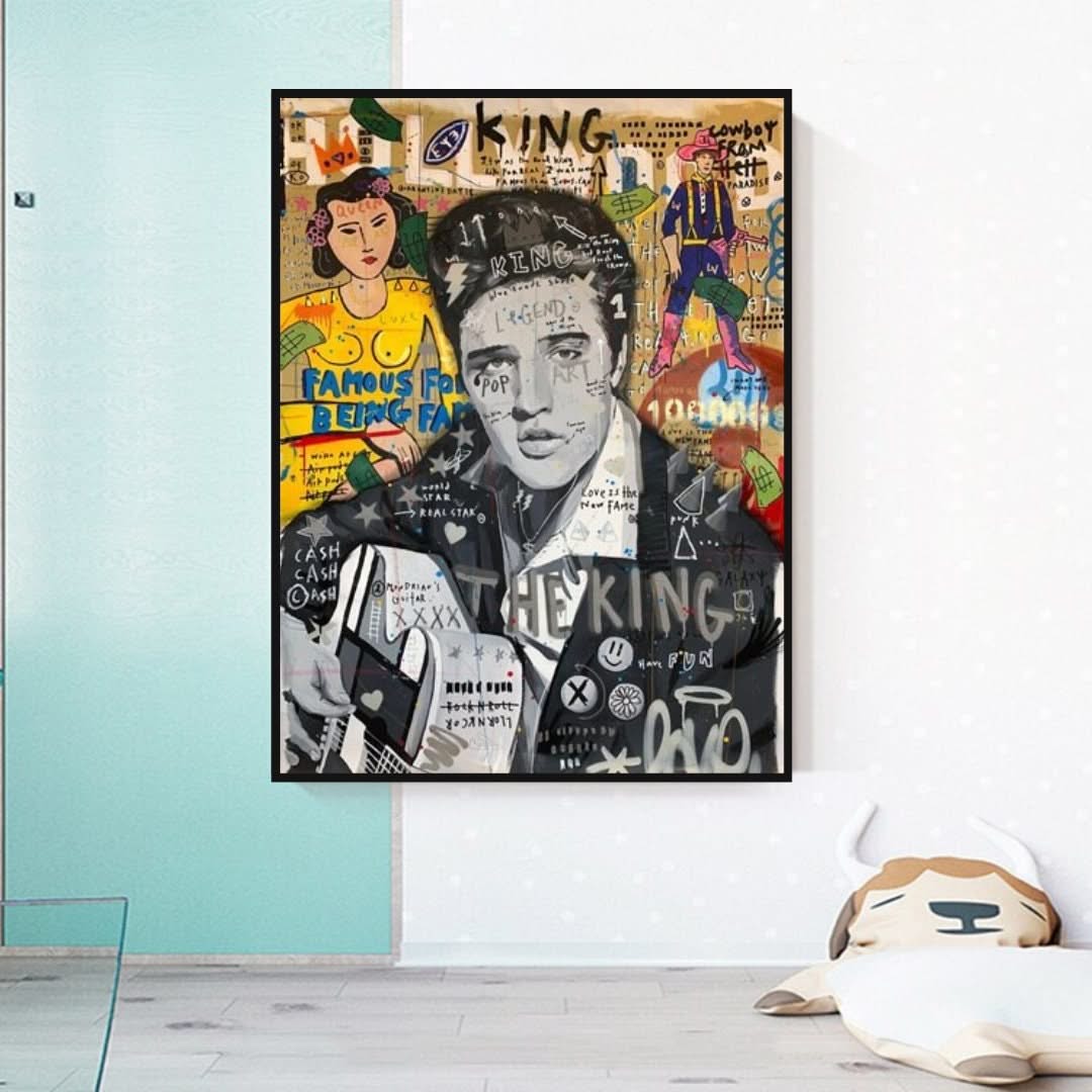 Elvis Presley Singer Graffiti Canvas Wall Art-ChandeliersDecor.com