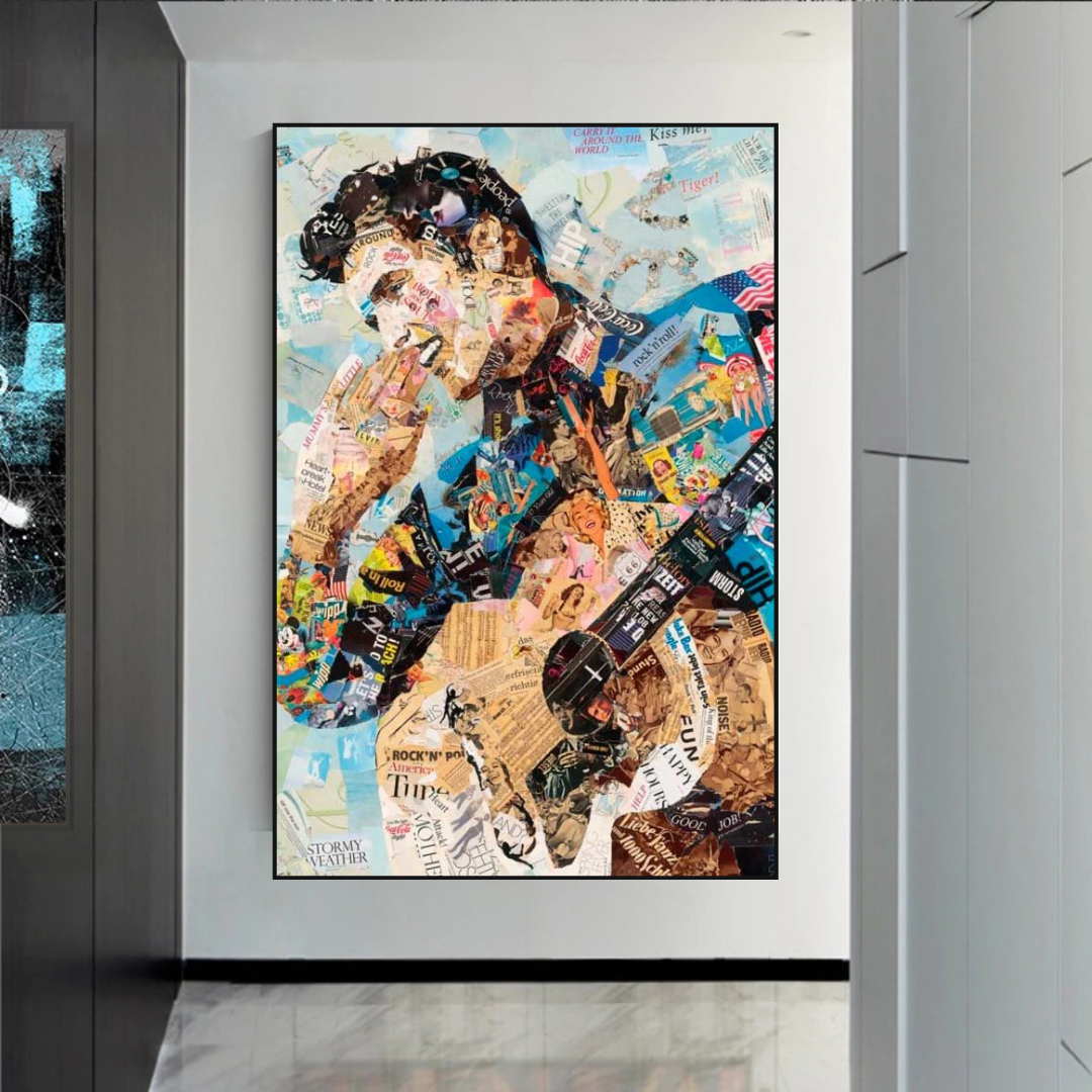 Elvis Presley Singer Portrait Canvas Painting Abstract Magazine Wall Art-ChandeliersDecor.com