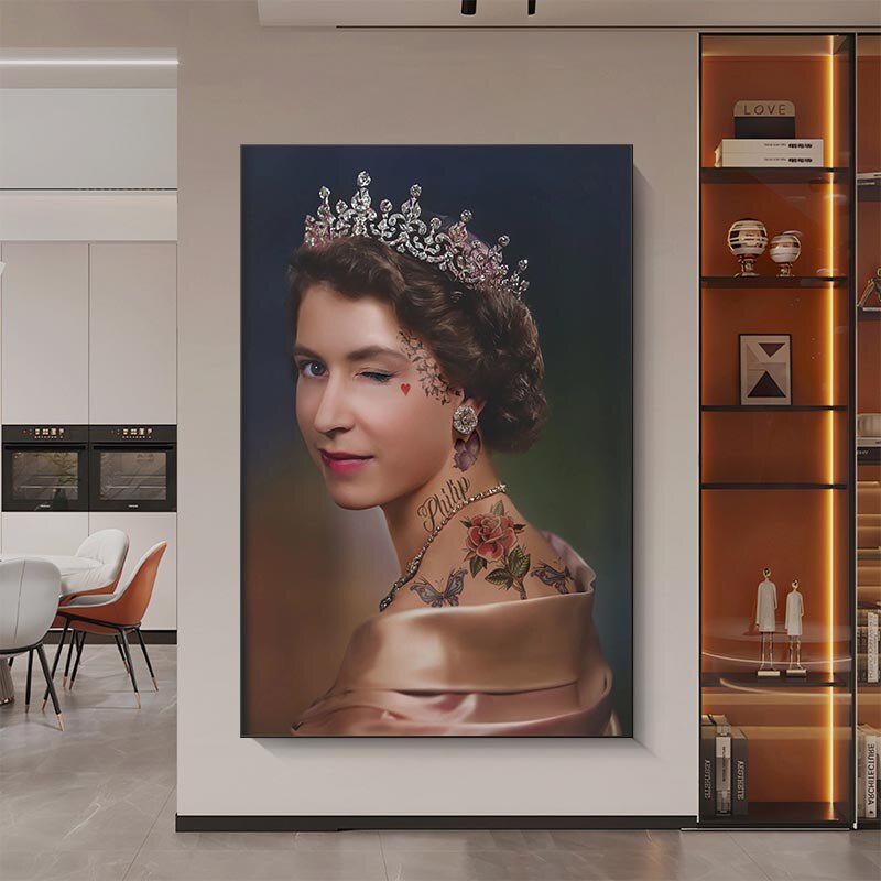 ChandeliersDecor.com-Wall Posters-England Queen Wink Canvas Wall Art