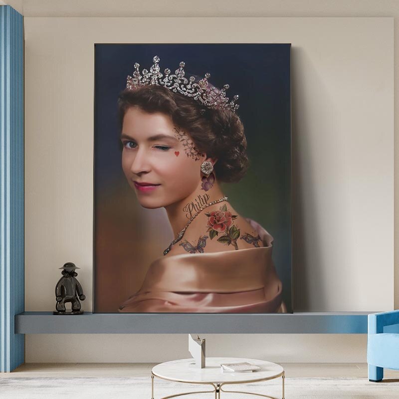 ChandeliersDecor.com-Wall Posters-England Queen Wink Canvas Wall Art