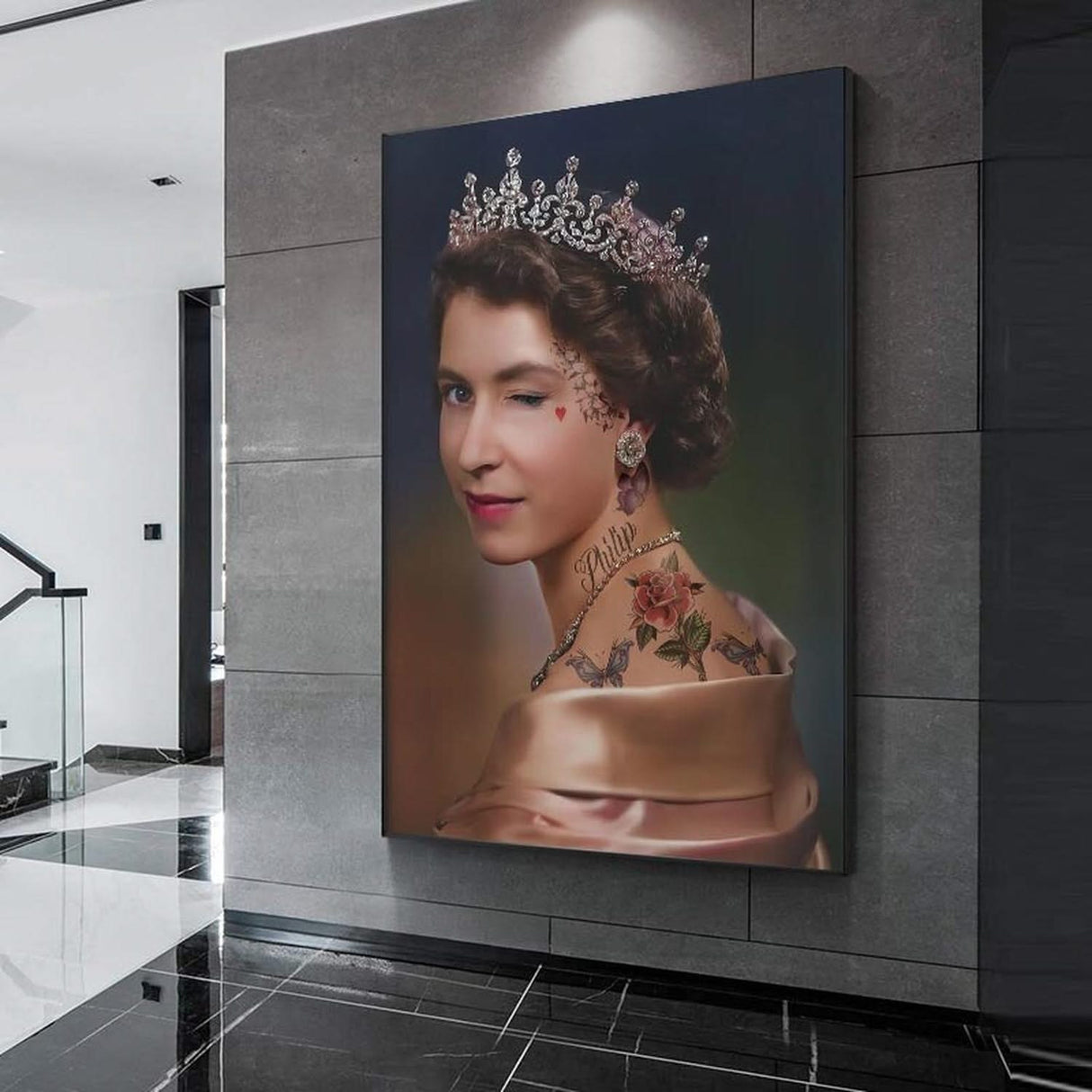 England Queen Wink Canvas Wall Art-ChandeliersDecor.com