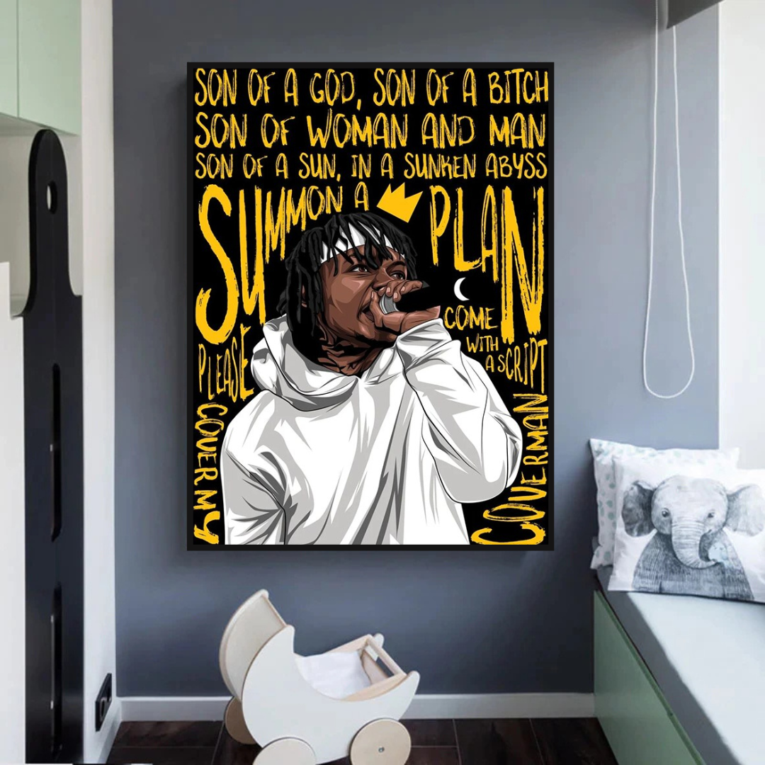 Famous Artist Rappers ART: Jid J.I.D Rapper Canvas Wall Art-ChandeliersDecor.com