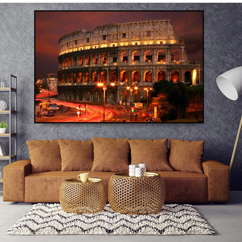 ChandeliersDecor.com-Wall Posters-Famous Building Poster Rome Colosseum Canvas Wall Art