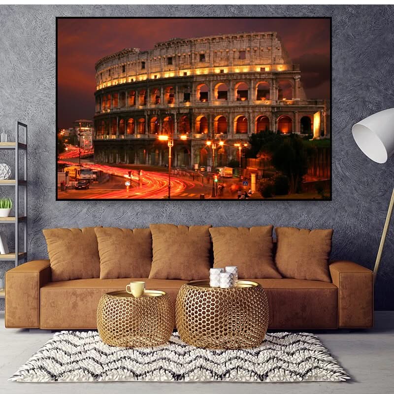 Famous Building Poster Rome Colosseum Canvas Wall Art-ChandeliersDecor.com