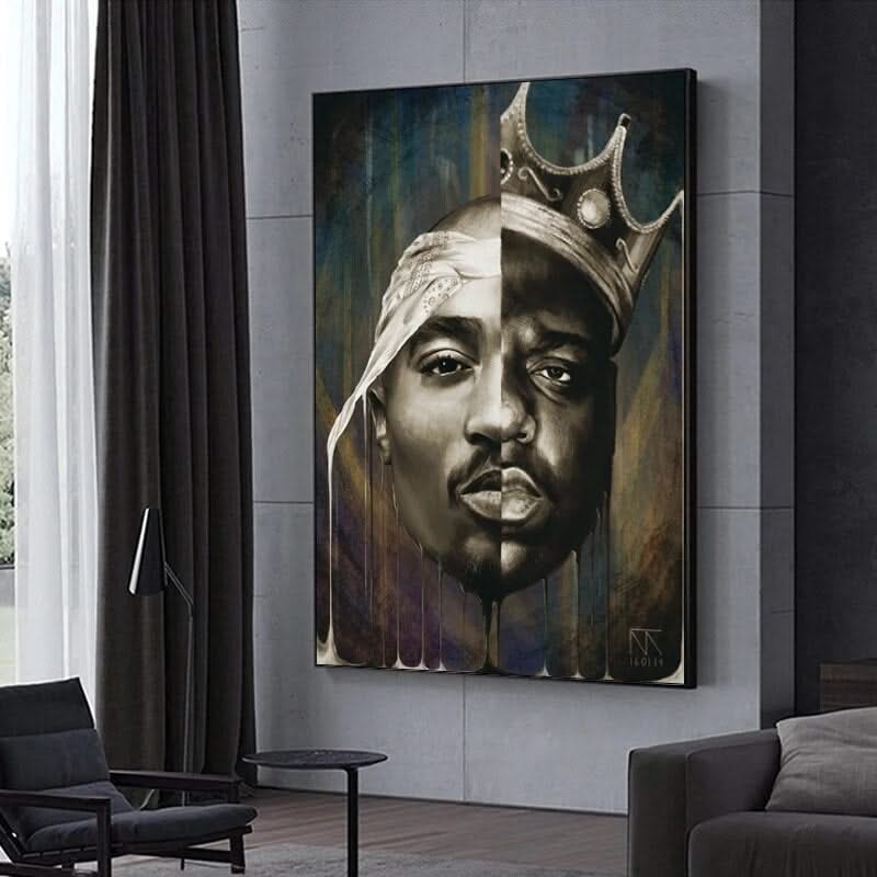 Famous Rapper Singer Portrait of Tupac Canvas Wall Art-ChandeliersDecor.com