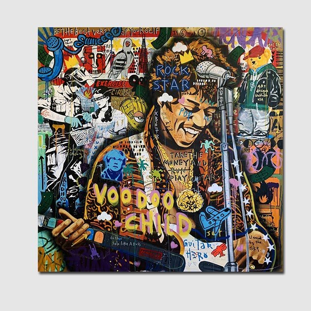 ChandeliersDecor.com-Wall Posters-Famous Rock Star Voodoo Child Canvas Wall Art