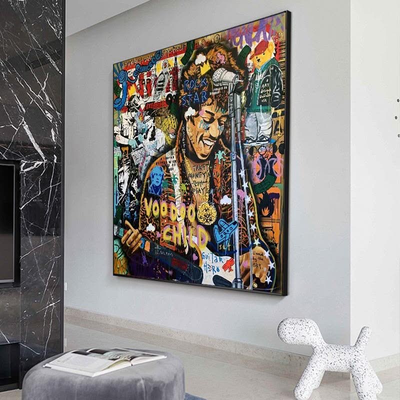 Famous Rock Star Voodoo Child Canvas Wall Art-ChandeliersDecor.com
