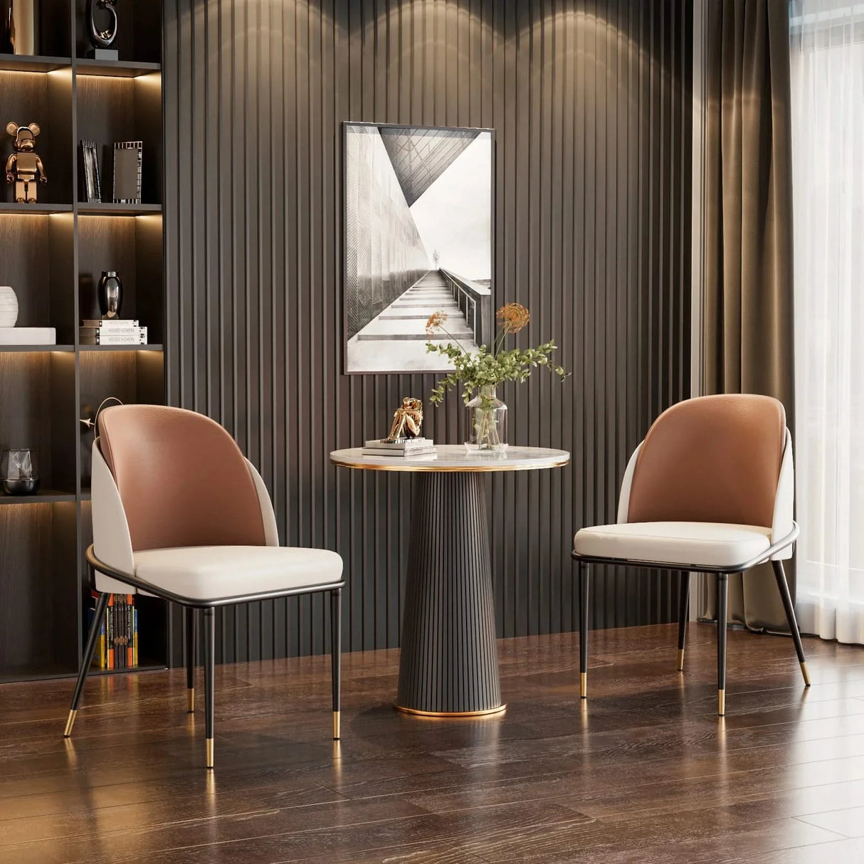 ChandeliersDecor.com-Dining Chairs-Faux Leather Designer Dining Chair