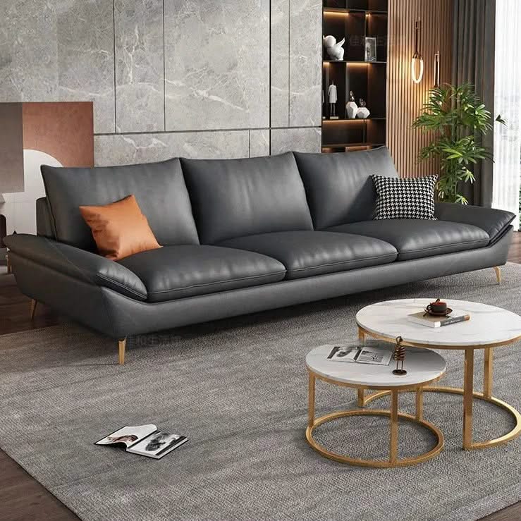 Faux Leather Designer Plaza Sofa Set-ChandeliersDecor.com