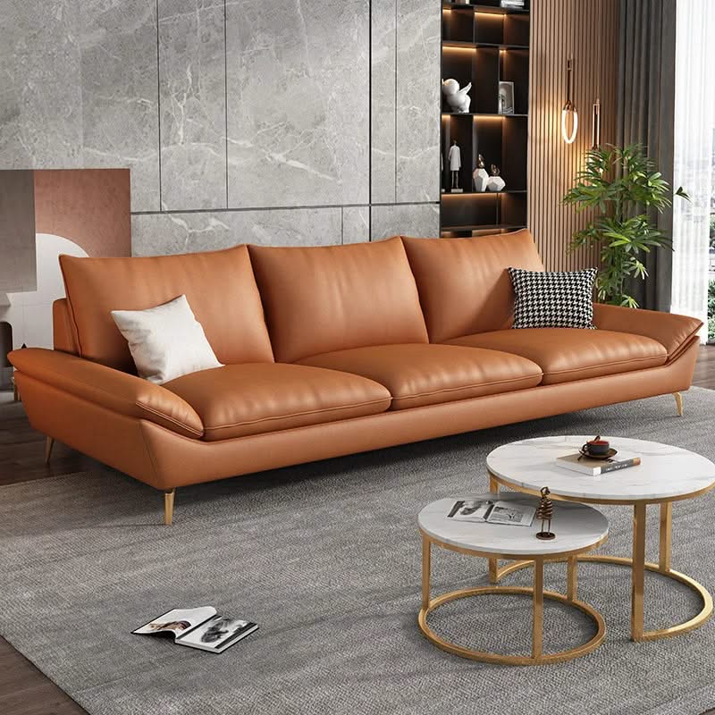 Faux Leather Designer Plaza Sofa Set-ChandeliersDecor.com
