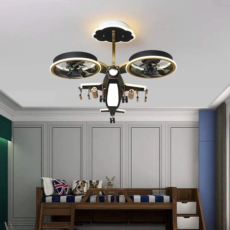 ChandeliersDecor.com-Kids Room Nursery Lighting-Fighter Combat Helicopter Ceiling Light for Kids Room
