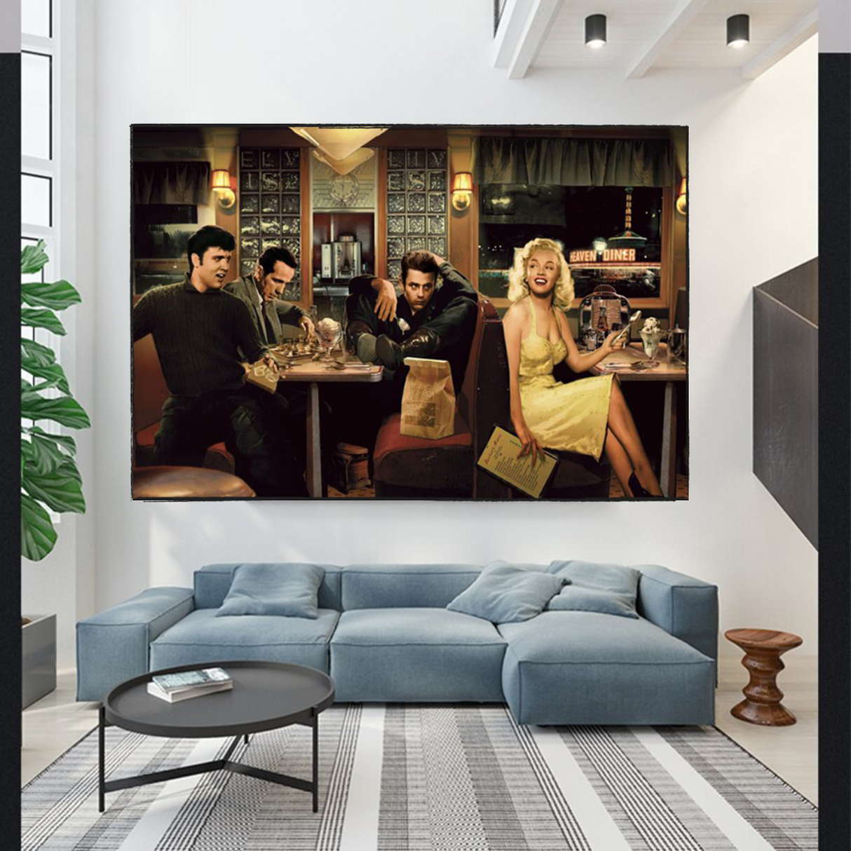 Find Marilyn Poster: James Dean, Elvis at the Diner-ChandeliersDecor.com