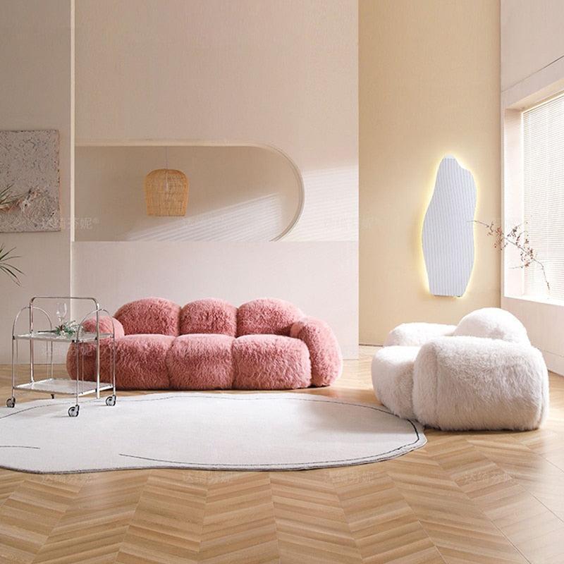 ChandeliersDecor.com-Sofa Set-Fluffy Furr 3 Seater Sofa Stretch Recliner Lazy Lounge Couch