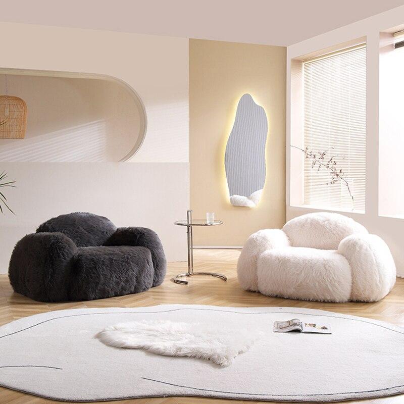 ChandeliersDecor.com-Sofa Set-Fluffy Furr 3 Seater Sofa Stretch Recliner Lazy Lounge Couch