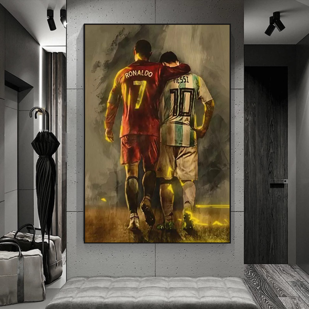 Football Stars Ronaldo and Messi Canvas Wall Art-ChandeliersDecor.com