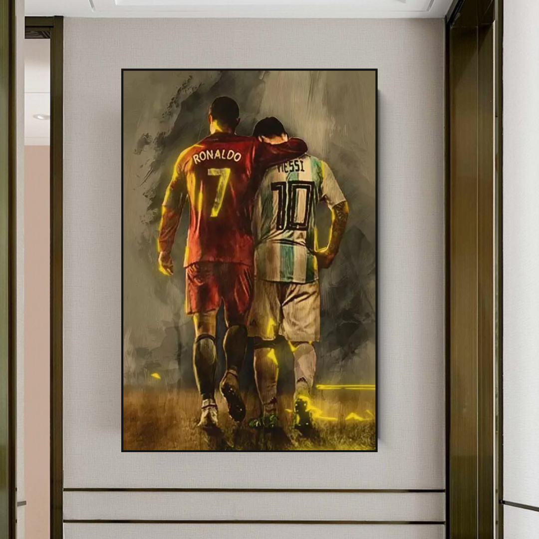 Football Stars Ronaldo and Messi Canvas Wall Art-ChandeliersDecor.com