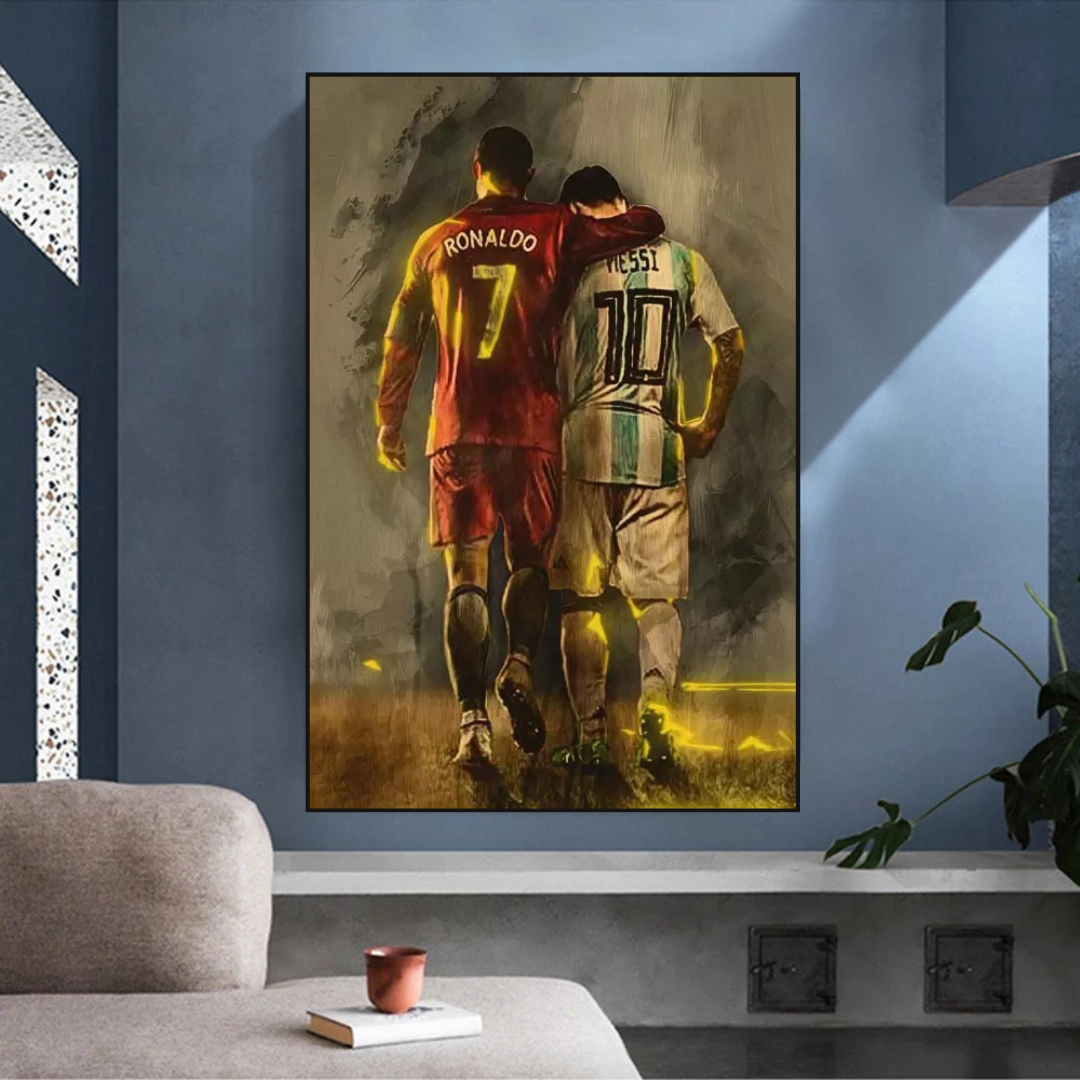Football Stars Ronaldo and Messi Canvas Wall Art-ChandeliersDecor.com