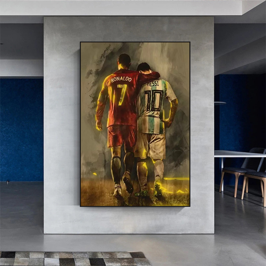 Football Stars Ronaldo and Messi Canvas Wall Art-ChandeliersDecor.com