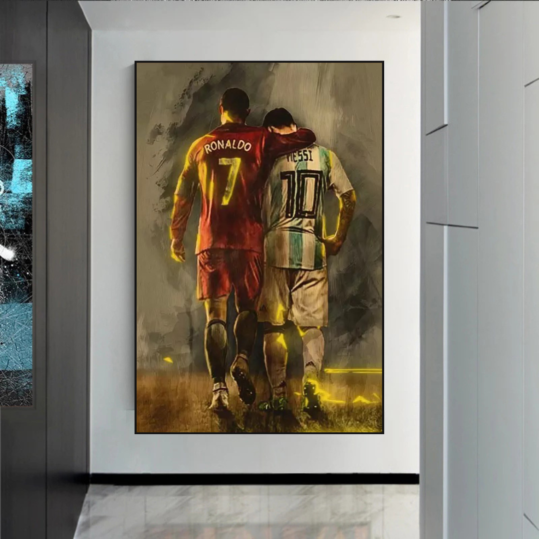 Football Stars Ronaldo and Messi Canvas Wall Art-ChandeliersDecor.com