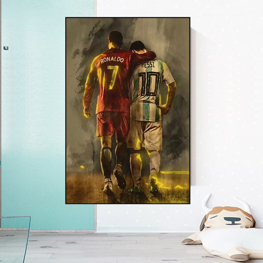Football Stars Ronaldo and Messi Canvas Wall Art-ChandeliersDecor.com