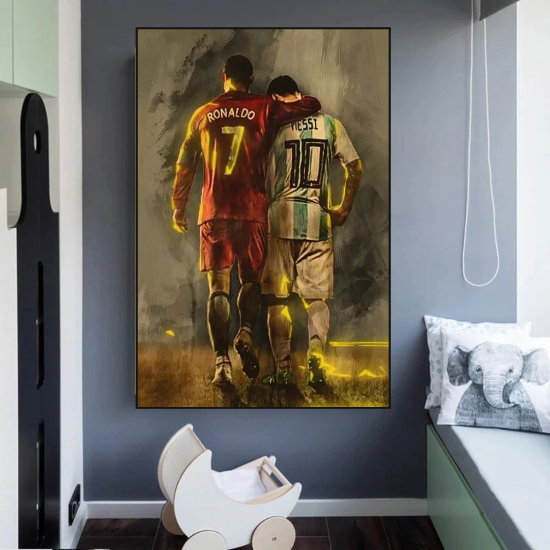 Football Stars Ronaldo and Messi Canvas Wall Art-ChandeliersDecor.com