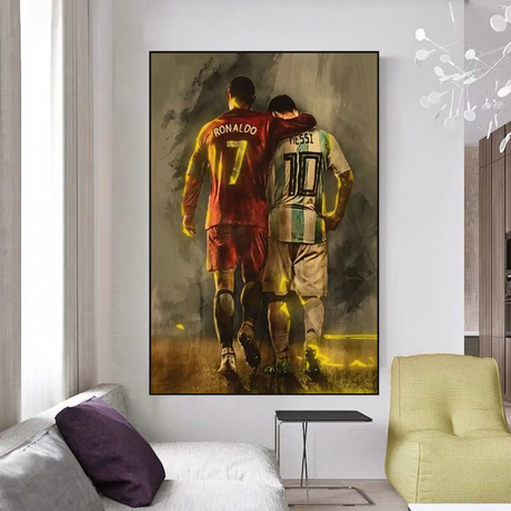 ChandeliersDecor.com-Wall Posters-Football Stars Ronaldo and Messi Canvas Wall Art