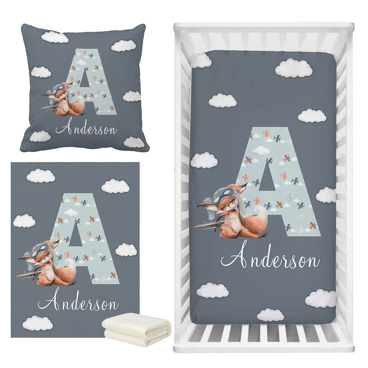 ChandeliersDecor.com-Crib Bedding-Fox Crib Bedding Set - Adorable and Cozy Nursery Beddings