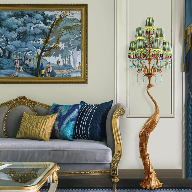 French Rococo Peacock Floor Lamp - Elegant Lighting-ChandeliersDecor.com