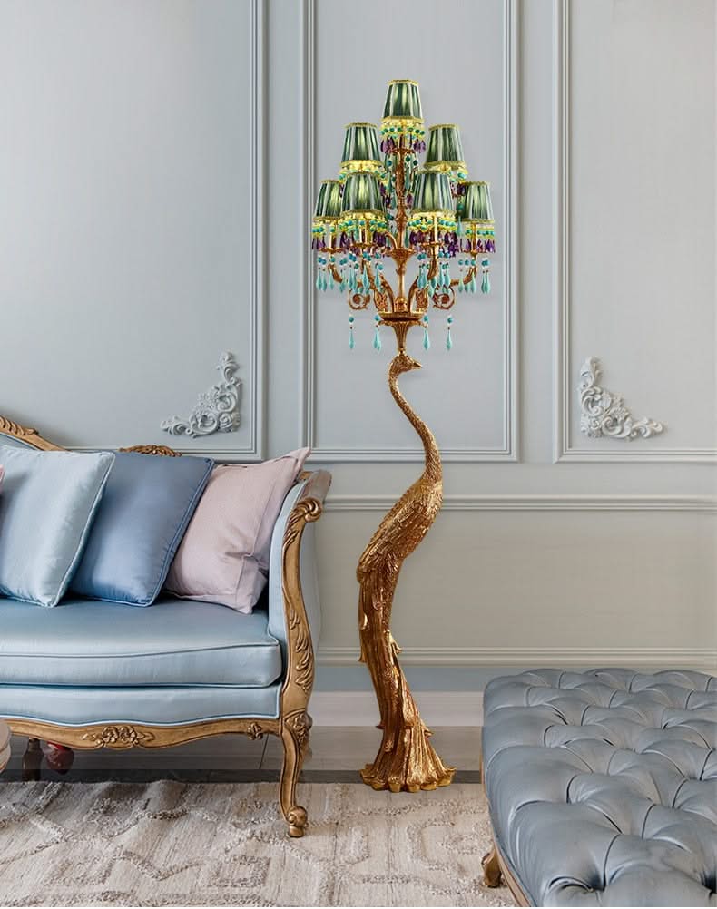 French Rococo Peacock Floor Lamp - Elegant Lighting-ChandeliersDecor.com