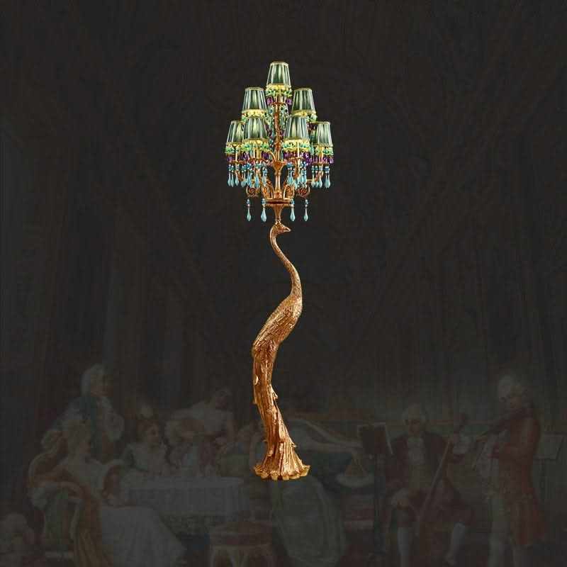 French Rococo Peacock Floor Lamp - Elegant Lighting-ChandeliersDecor.com