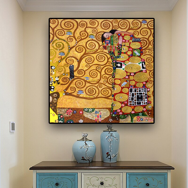 ChandeliersDecor.com-Wall Posters-Fulfilment By Gustav Klimt Reproduction Canvas Wall Art